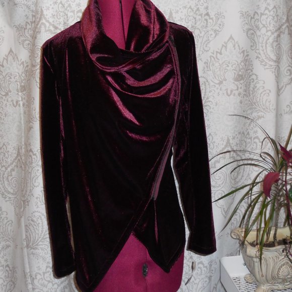NWT [BlankNYC] XS Maroon Velvet/Velour L/S Jacket Off Center Zipper - Picture 2 of 11
